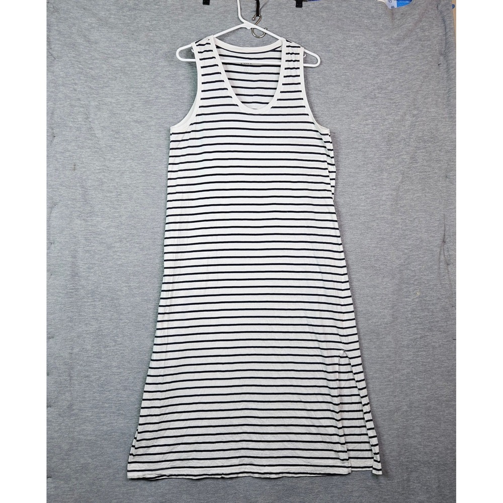 Pact Organic Cotton Striped Maxi Dress Navy White Sleeveless Tank Women's Sz L